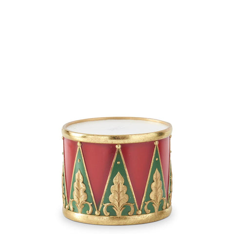 Set of 3 Red Green & Gold Resin Nesting Drum Con