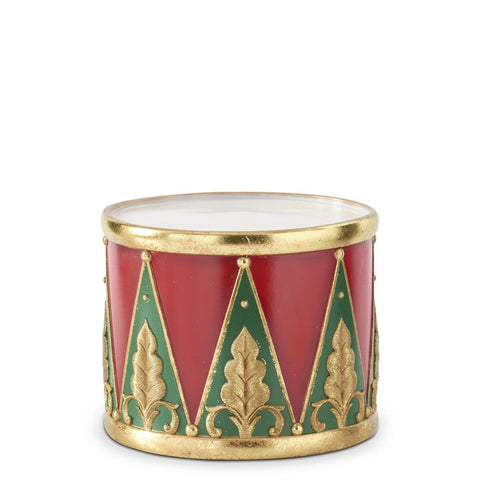 Set of 3 Red Green & Gold Resin Nesting Drum Con