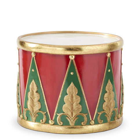 Set of 3 Red Green & Gold Resin Nesting Drum Con