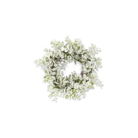 11.5" Snowy Flocked Eucalyptus Candle Ring