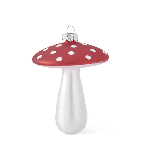 Red & White Polka Dot Mushroom Glass Ornament (2 styles - sold individually)