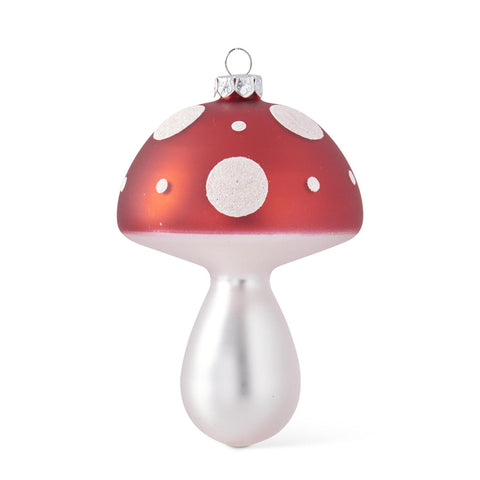 Red & White Polka Dot Mushroom Glass Ornament (2 styles - sold individually)