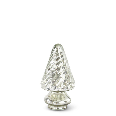 Mini Silver Mercury Glass Christmas Tree Figurine, 5.25" (4 Styles - sold individually)