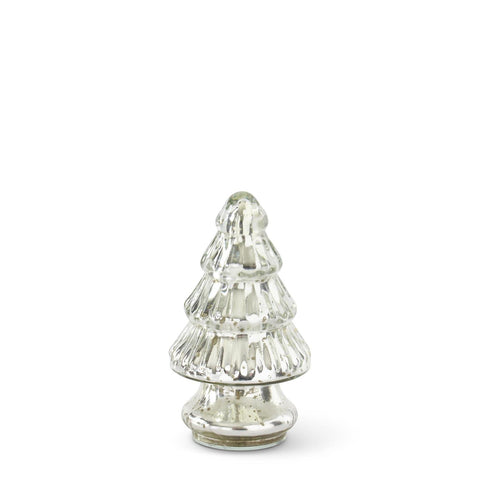Mini Silver Mercury Glass Christmas Tree Figurine, 5.25" (4 Styles - sold individually)