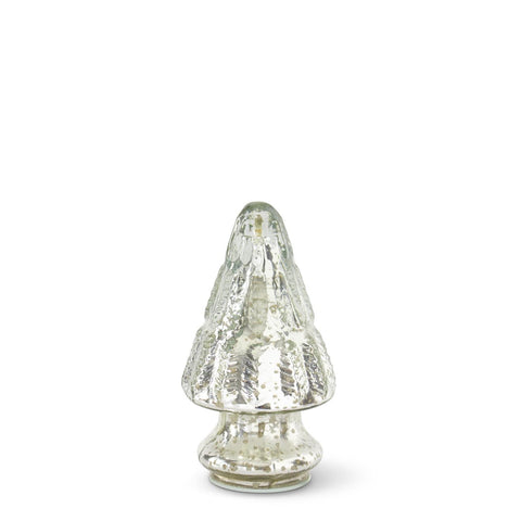 Mini Silver Mercury Glass Christmas Tree Figurine, 5.25" (4 Styles - sold individually)