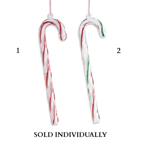 Blown Glass Candy Cane Ornaments (2 styles - sold individually)