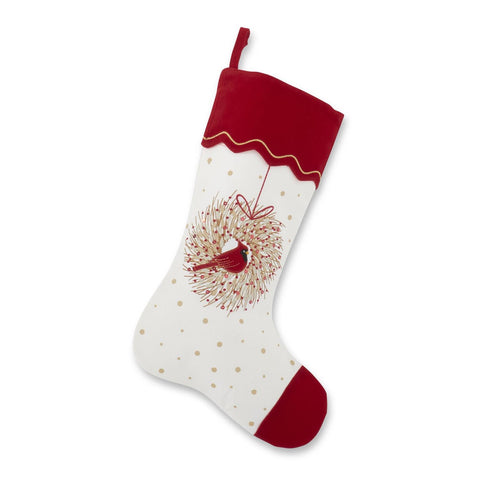 17.5" Cardinal Wreath Stocking w/Sequins