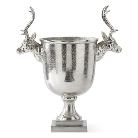 Metal Deer Bust Handle Wine Chiller, 22" (Silver)
