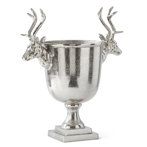 Metal Deer Bust Handle Wine Chiller, 22" (Silver)