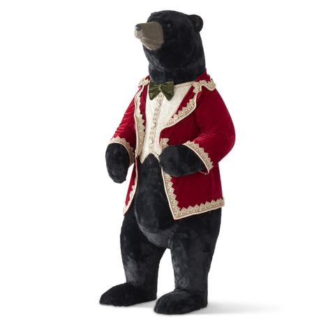 Large Standing Bear in Burgundy & Gold Figure, 45.75"