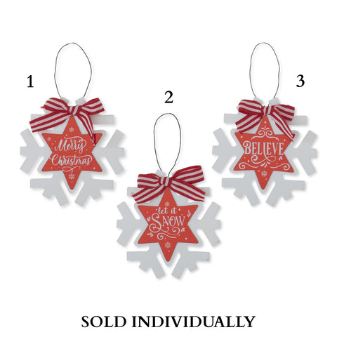 4.5" Holiday Message Snowflake Ornament (3 styles - sold individually)