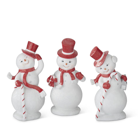 Set of 3 Glittered Snowmen