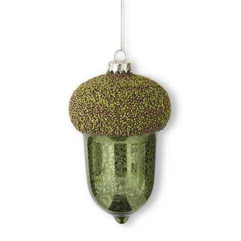 6.5" Green Mercury Glass Acorn Ornament