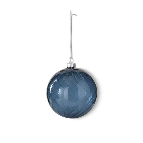 4" Dark Blue Round Glass Ornament