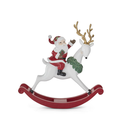 11.75" Resin Santa on Rocking Deer