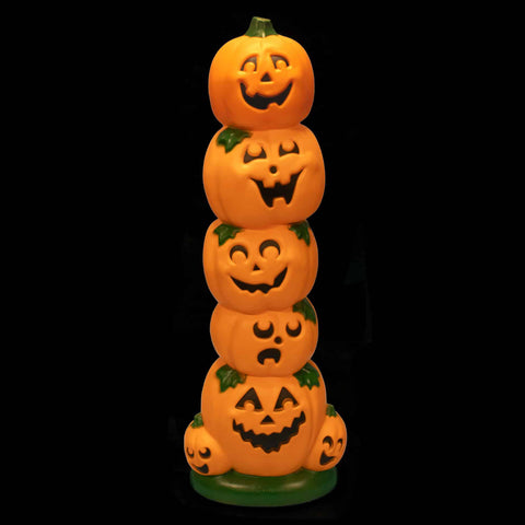 38" Lit Blow Mold Pumpkin Stack