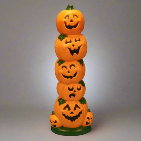 38" Lit Blow Mold Pumpkin Stack