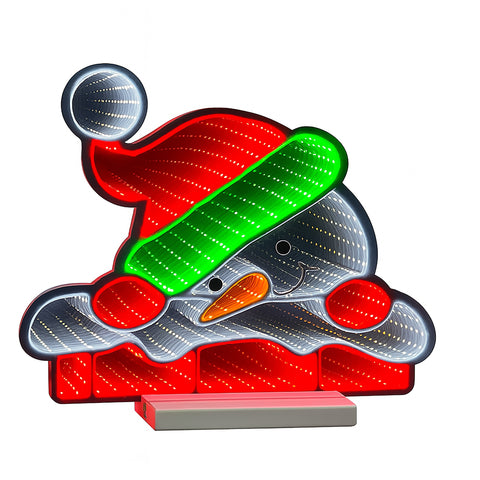 Peaking Snowman Infinity Light, Acrylic w/UL Plug, 18"