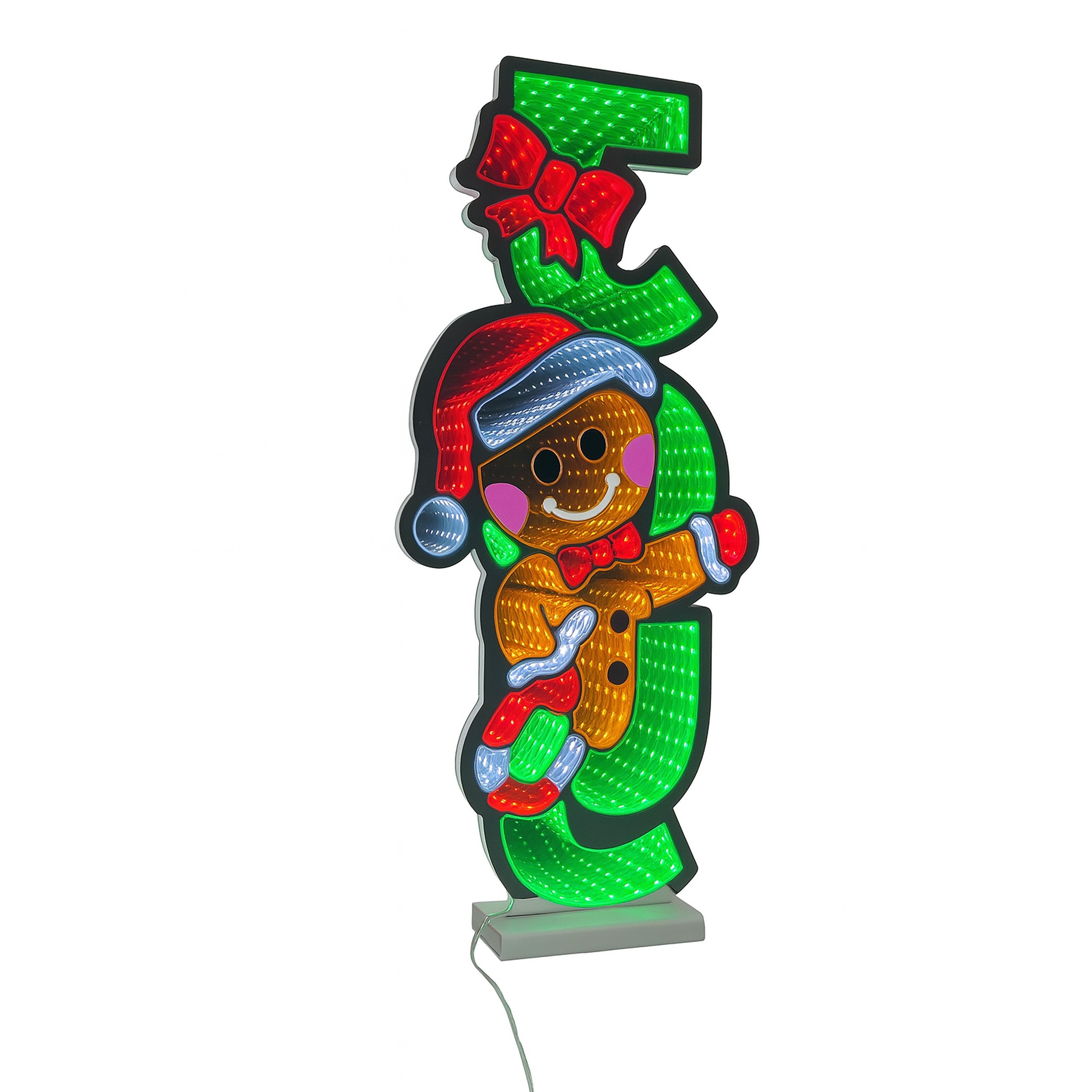 Joy Sign W/ Gingerbread Man Infinity Light, Acrylic w/UL Plug, 24 ...