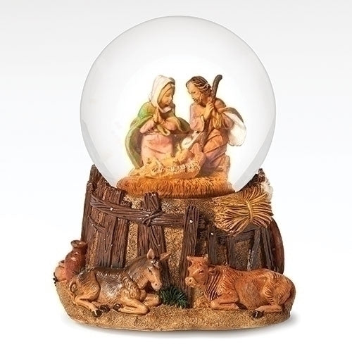 4.75"H Musical Nativity Water Dome w/Stable Base