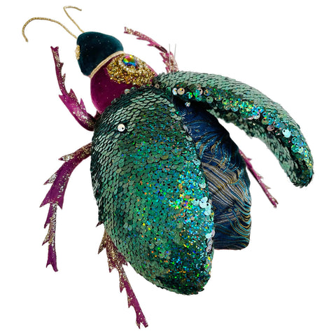 Beetle Ornament w/ Sequin Wings, 10.2"