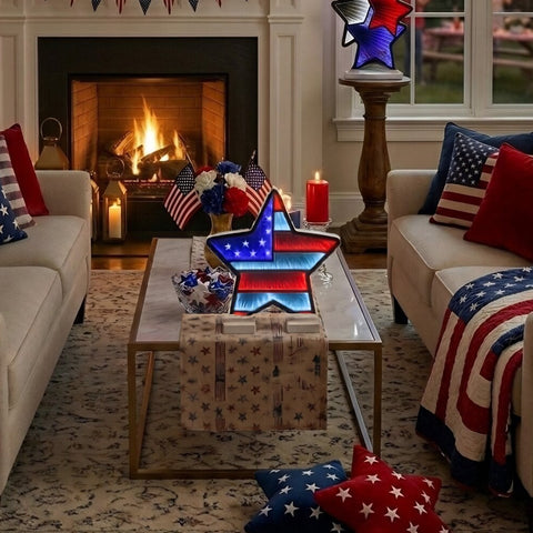 Star Flag Infinity Light, Acrylic, W/ UL Plug, 13.5"