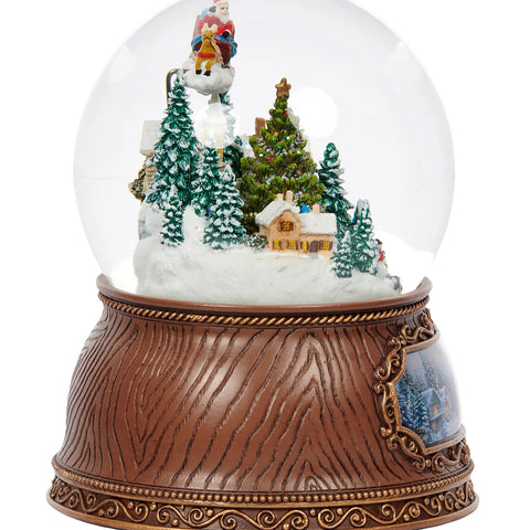 Wind-Up Musical Village Dome w/ Rotating Santa & Tree, 5.7"