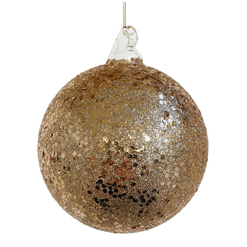 Glass Ball - Clear Gold Glitter Sequin, 5"