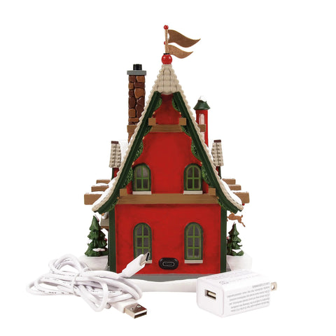 North Pole Series Village - Lighted 50th Reindeer Acres Stable Figurine, 8"