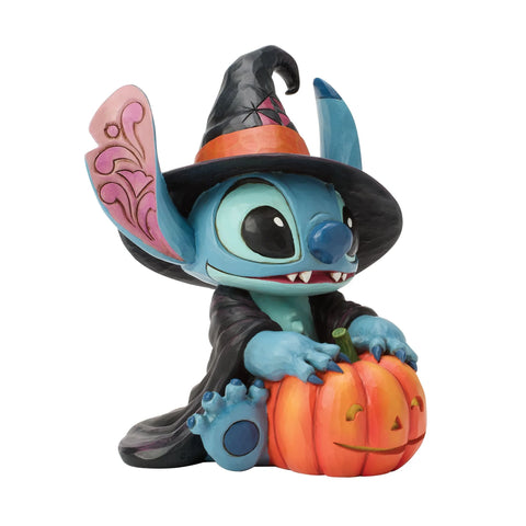 Jim Shore Disney Traditions Stitch Witch by Jack-o-Lantern Figurine, 5.9"