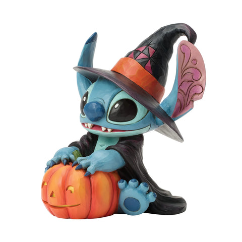 Jim Shore Disney Traditions Stitch Witch by Jack-o-Lantern Figurine, 5.9"