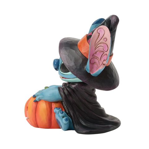 Jim Shore Disney Traditions Stitch Witch by Jack-o-Lantern Figurine, 5.9"