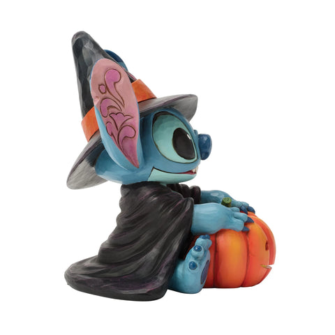 Jim Shore Disney Traditions Stitch Witch by Jack-o-Lantern Figurine, 5.9"