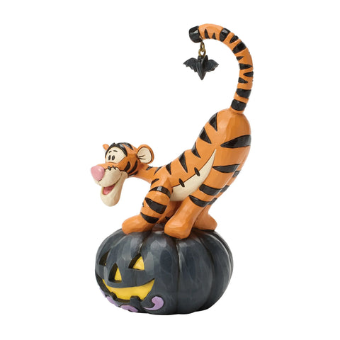 Jim Shore Disney Traditions Tigger on black Jack-o-Lantern Figurine, 5.79"