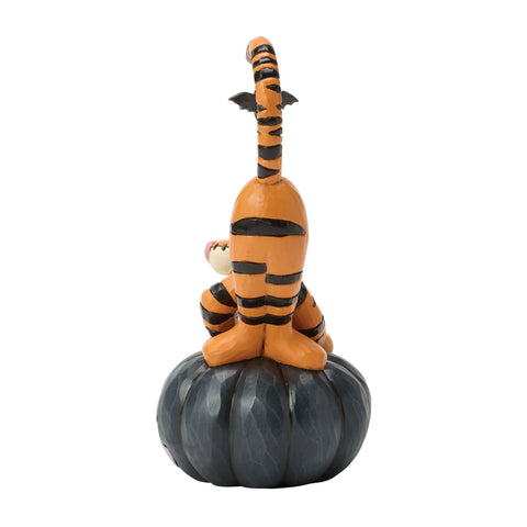 Jim Shore Disney Traditions Tigger on black Jack-o-Lantern Figurine, 5.79"