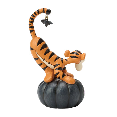 Jim Shore Disney Traditions Tigger on black Jack-o-Lantern Figurine, 5.79"