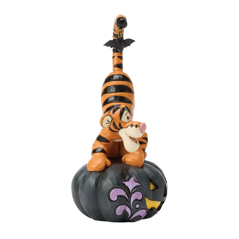 Jim Shore Disney Traditions Tigger on black Jack-o-Lantern Figurine, 5.79"