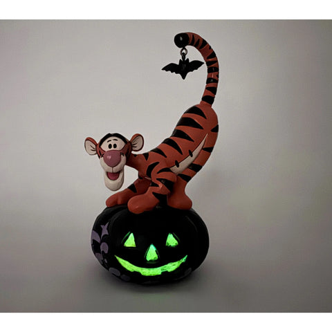 Jim Shore Disney Traditions Tigger on black Jack-o-Lantern Figurine, 5.79"