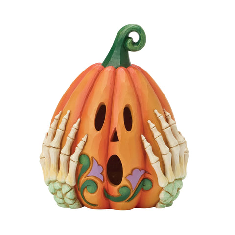 Jim Shore Heartwood Creek Halloween LED Skeleton Jack-o-lantern Figurine, 5.12"