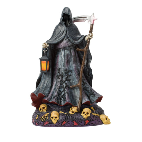 Jim Shore Heartwood Creek Halloween Grim Reaper with LED Glow Figurine, 10"
