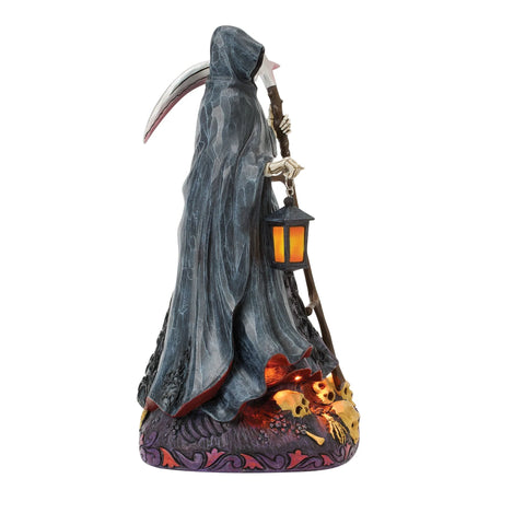Jim Shore Heartwood Creek Halloween Grim Reaper with LED Glow Figurine, 10"