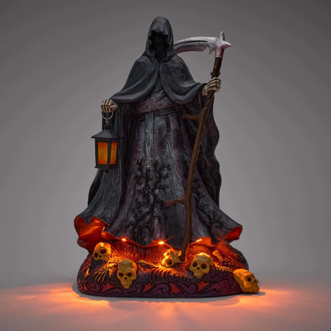 Jim Shore Heartwood Creek Halloween Grim Reaper with LED Glow Figurine, 10"
