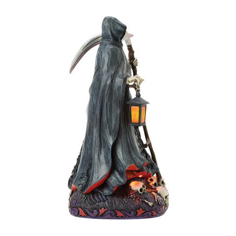 Jim Shore Heartwood Creek Halloween Grim Reaper with LED Glow Figurine, 10"