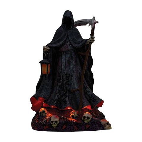 Jim Shore Heartwood Creek Halloween Grim Reaper with LED Glow Figurine, 10"