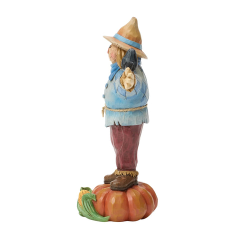Jim Shore Heartwood Creek Harvest Scarecrow Standing on Pumpkin Figurine, 6"