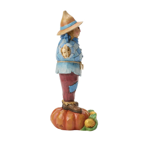 Jim Shore Heartwood Creek Harvest Scarecrow Standing on Pumpkin Figurine, 6"