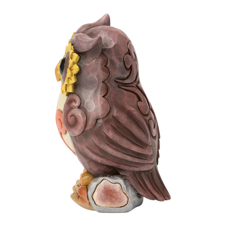 Jim Shore Heartwood Creek Harvest Owl on Log Mini Figurine, 4"