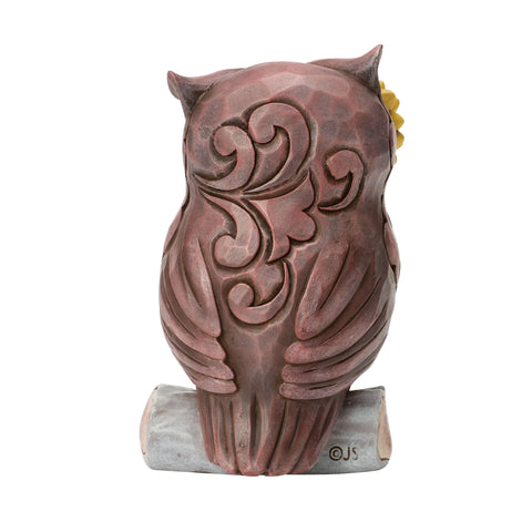 Jim Shore Heartwood Creek Harvest Owl on Log Mini Figurine, 4"