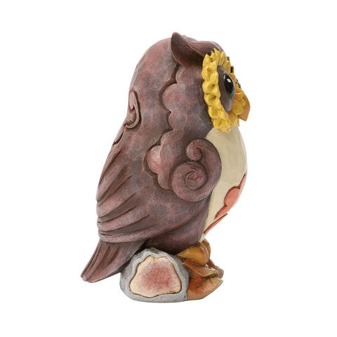 Jim Shore Heartwood Creek Harvest Owl on Log Mini Figurine, 4"