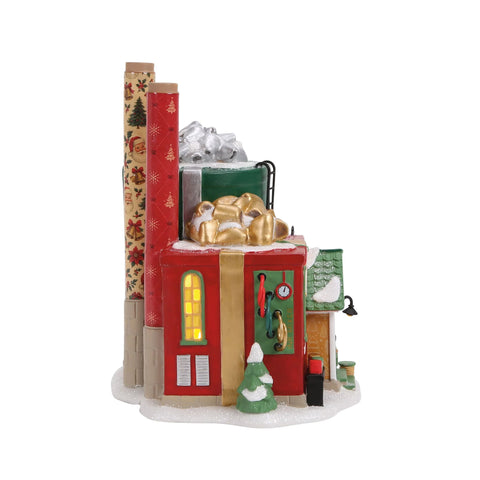 North Pole Series Village - Wrapping Paper Factory Figurine, 7.5"